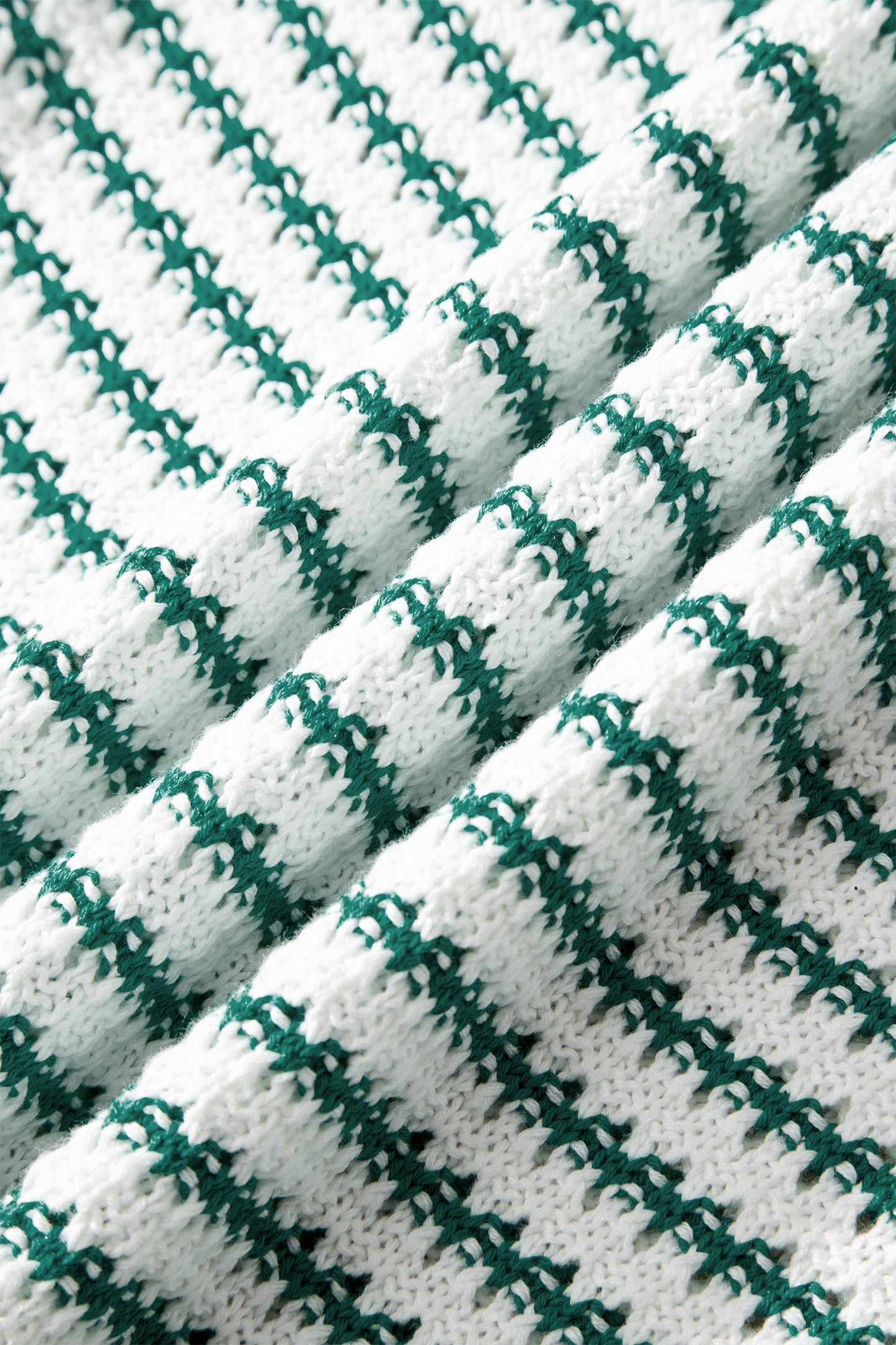 Green Stripe Ribbed Trim Loose Fit Knitted Sweater Vest