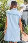 Sail Blue Ruffled Edge Collared Shift Denim Dress with Pockets