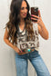 Brown Western Horseshoe Bow Printed V Neck Loose Sweater Vest