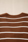 Chestnut Tie Front Striped Knit V Neck Cardigan Sweater