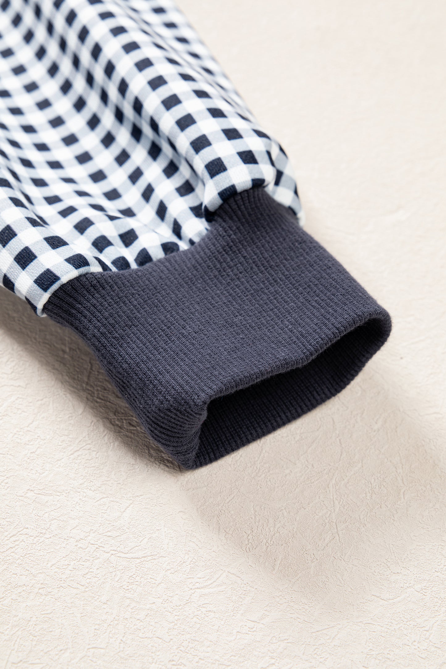 Black Plaid Sleeve Colorblock Loose Tunic Sweatshirt