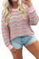 Multicolour Casual Chevron Striped Drop Shoulder Sweater