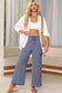 Dark Grey Drawstring Frilled Waist Wide Leg Utility Trousers