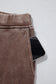 Coffee Mineral Wash Seam Detail Elastic Waist Barrel Pants