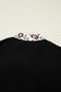 Black Dolman Half Sleeve Leopard Patchwork Trim V Neck Blouse