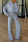 Jet Stream Half Zip Thumbhole Sleeve Hoodie Active Pants 2pcs Outfit