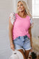 Bonbon Striped Ruffle Flutter Sleeve Ribbed Blouse