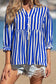 Sky Blue Stripe Balloon Sleeve Loose Button up Shirt