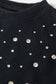 Black Rhinestone Embellished Drop Shoulder Ribbed Cuffs Wholesale Sweatshirt