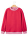 Brown Colorblock Polka Dot Contrast Trim Oversized Sweatshirt