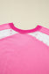 Bonbon Lace Striped Patchwork Long Sleeve Corded V Neck Plus Size Top