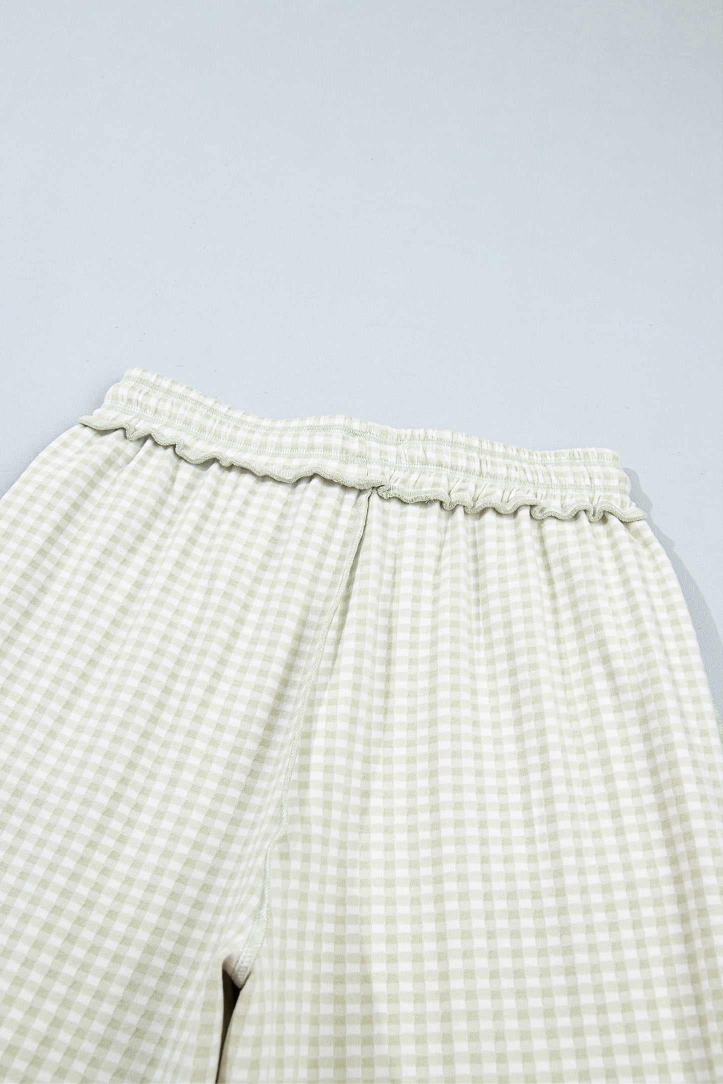 Red Plaid Contrast Trim Drawstring Elastic Waist Shift Pants