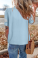 Sky Blue Floral Ric Rac Edge Puff Sleeve Button Up Summer Shirt