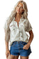 White Mallard Printed Button Flap Pocket Short Sleeve Shirt