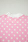 Sky Blue Polka Dot Print Color Block Trim Mock Neck Short Set