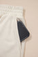 Jet Stream Solid Color Contrast Textured Patchwork Raw Edge 2pcs Short Set