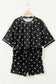 Black Exposed Seam Detail Polka Dot Loose Tee Drawstring Shorts Set