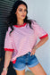 Red Stripe Drop Shoulder Half Sleeve T Shirt