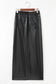 Black Faux Leather Side Slit Maxi Skirt