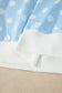 Sky Blue Polka Dot Print Color Block Trim Mock Neck Short Set