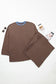 Dark Brown Long Sleeve Round Neck Patchwork Colorblock Plus Size Set
