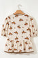 Apricot Cowboy Print Puff Sleeve Bowknot Peplum Blouse