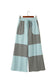Beau Blue Raw Seam Colorblock Wide Leg Ankle Length Casual Pants