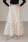 White Polka Dot Ruffled Slit Maxi Skirt