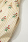 Apricot Striped Floral Print Contrast Detail Ruffle Hem Short Dress