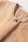 Light French Beige Big Button Accent Fuzzy Pocket Vest