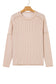 Parchment Twist Ribbed Exposed Seam Detail Long Sleeve Loose Top
