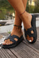 Black Cutout Design Open Toe Platform Slippers (Run Small, Size Up)