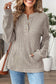 Clearly Aqua Ribbed Texture Drop Shoulder Henley Knit Top