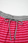 Rose Stripe Contrast Elastic Waist Casual Ribbed Shorts