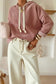Jet Stream Thermal Textured Lace Drawstring Baggy Hoodie
