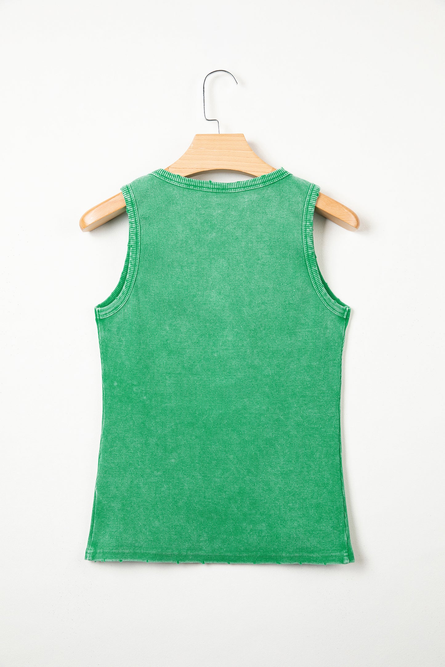 Blue Vintage Distressed Ribbed Mineral Wash Tank Top