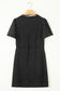 Black Polka Dot Print Lace Trim Wrap Mini Dress