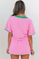 Apricot Colorblock Edge Drop Shoulder T Shirt and Skort 2Pcs Set