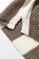 Red Stripe Colorblock V Neck Bracelet Sleeve Sweater