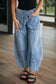 Myosotis Large Patch Pocket Drawstring Paperbag Waist Barrel Jeans