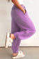 Lilac Drawstring Waist Patchwork Solid Color Jogger Pants