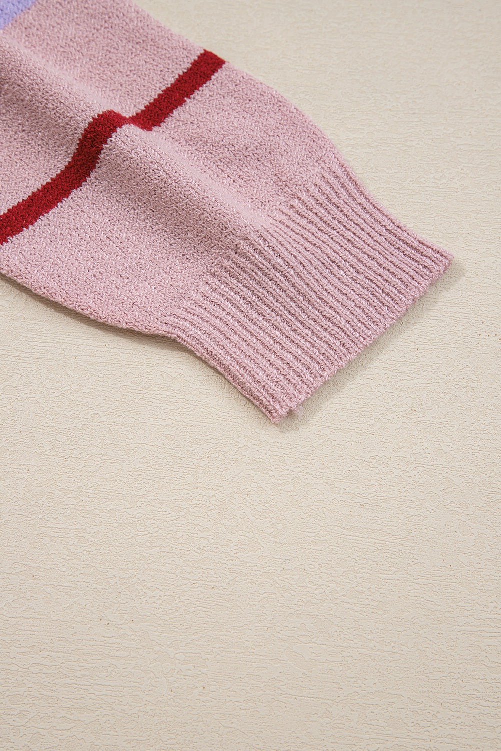 Brown Stripe Striped Ribbed Edge Drop Shoulder Sweater