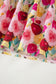 Pink Floral Frilled V Neck Puff Short Sleeve Blouse
