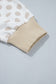 Khaki Polka Dot Patchwork Sleeve Crew Neck Loose Pullover Sweatshirt