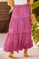 Orange Tiered Paisley Print Pocketed Maxi Skirt