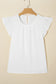 White Flounce Sleeve Pleated Textured Blouse