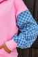 Parchment Checkered Patchwork Kangaroo Pocket Half Zipper Hoodie