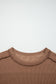Dark Khaki Twist Ribbed Exposed Seam Detail Long Sleeve Loose Top