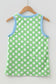 Green Polka Dot Contrast Trim Round Neck Loose Tank Top