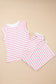 Rose Stripe Casual Wide Leg 2pcs Pants Set